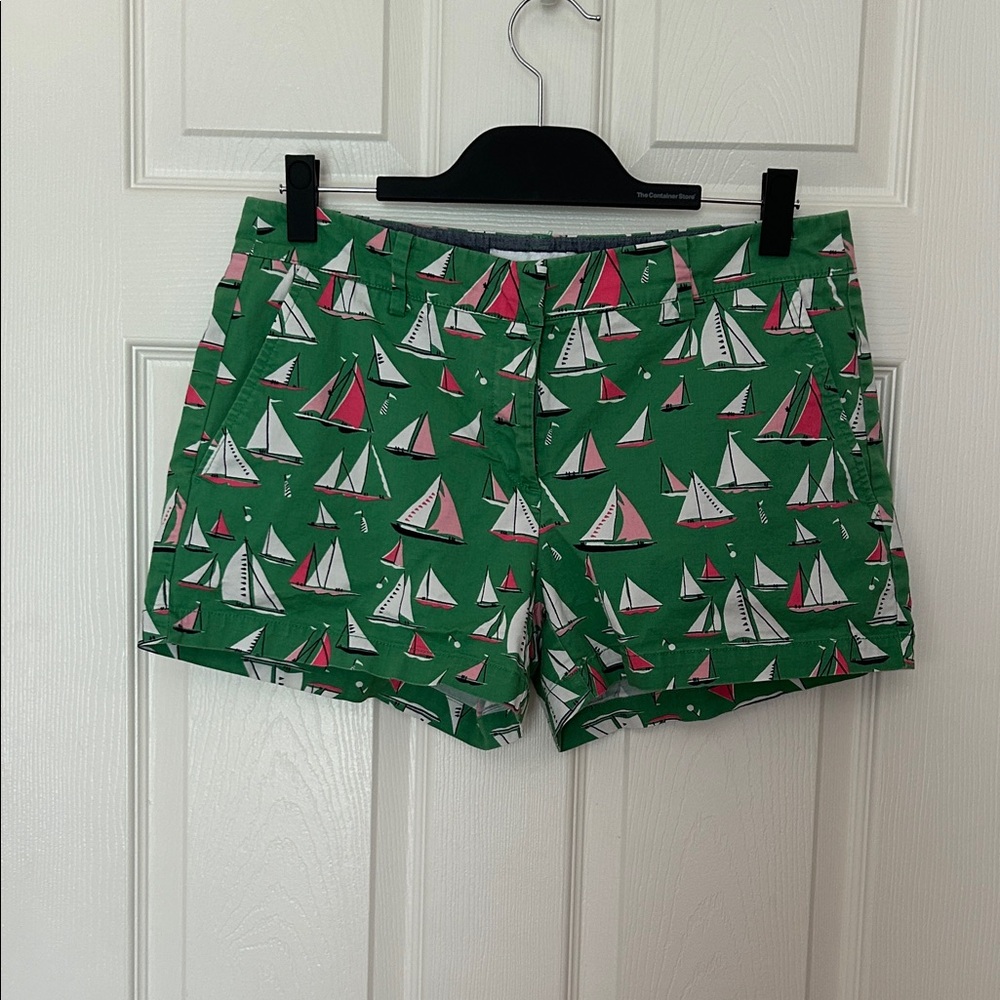 Nautica Green Pink and White Sailboat Print Women's Shorts Size 8